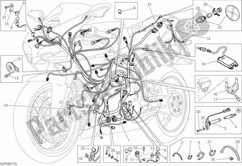 Tutte le parti per il Cablaggio Elettrico del Ducati Superbike 848 EVO Corse SE USA 2012